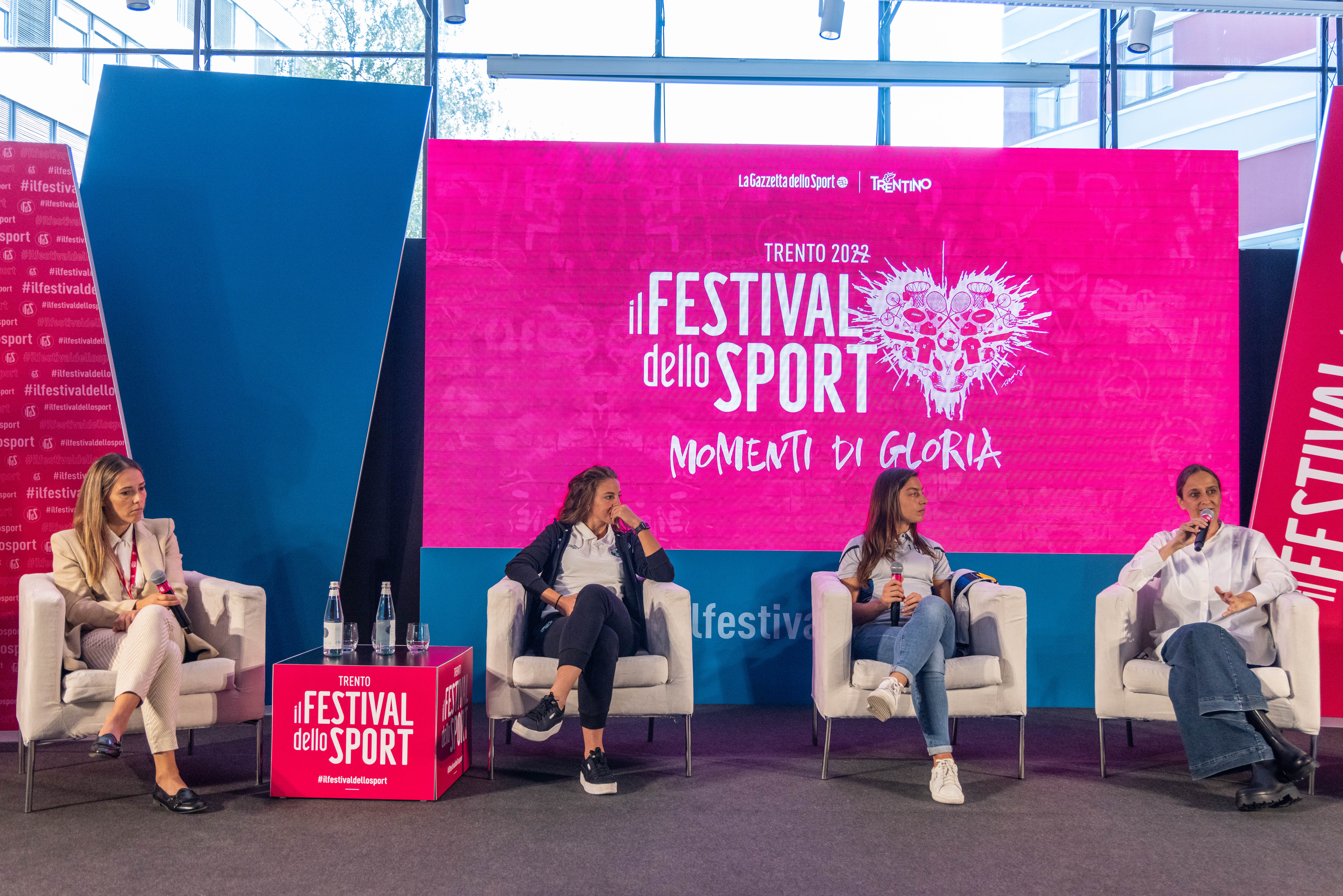 SERIE A FEMMINILE, PROFESSIONE CALCIATRICI Nella foto: Elisa SPINA, Martina TOMASELLI, Alessia CAPELLETTI, Ludovica MANTOVANI Festival dello Sport Palazzo della Regione Trento, 25 settembre 2022