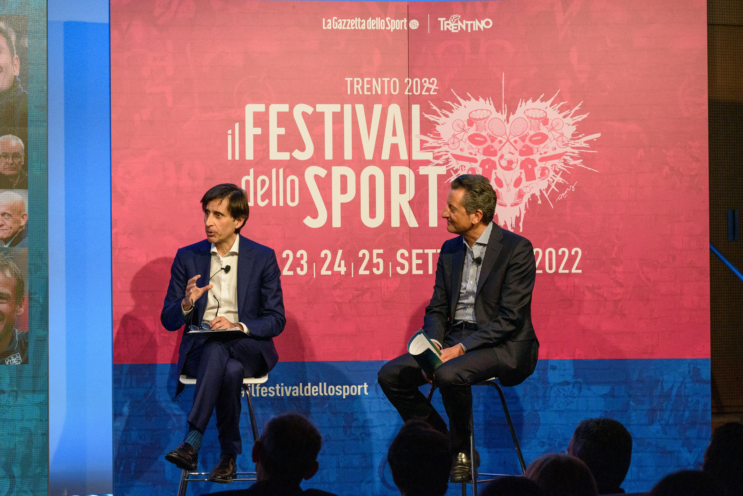 A Milano la presentazione del programma del Festival dello Sport 2022 (Gianni Valenti Vicedirettore vicario “La Gazzetta dello Sport”, Maurizio Rossini Amministratore Delegato di Trentino Marketing)