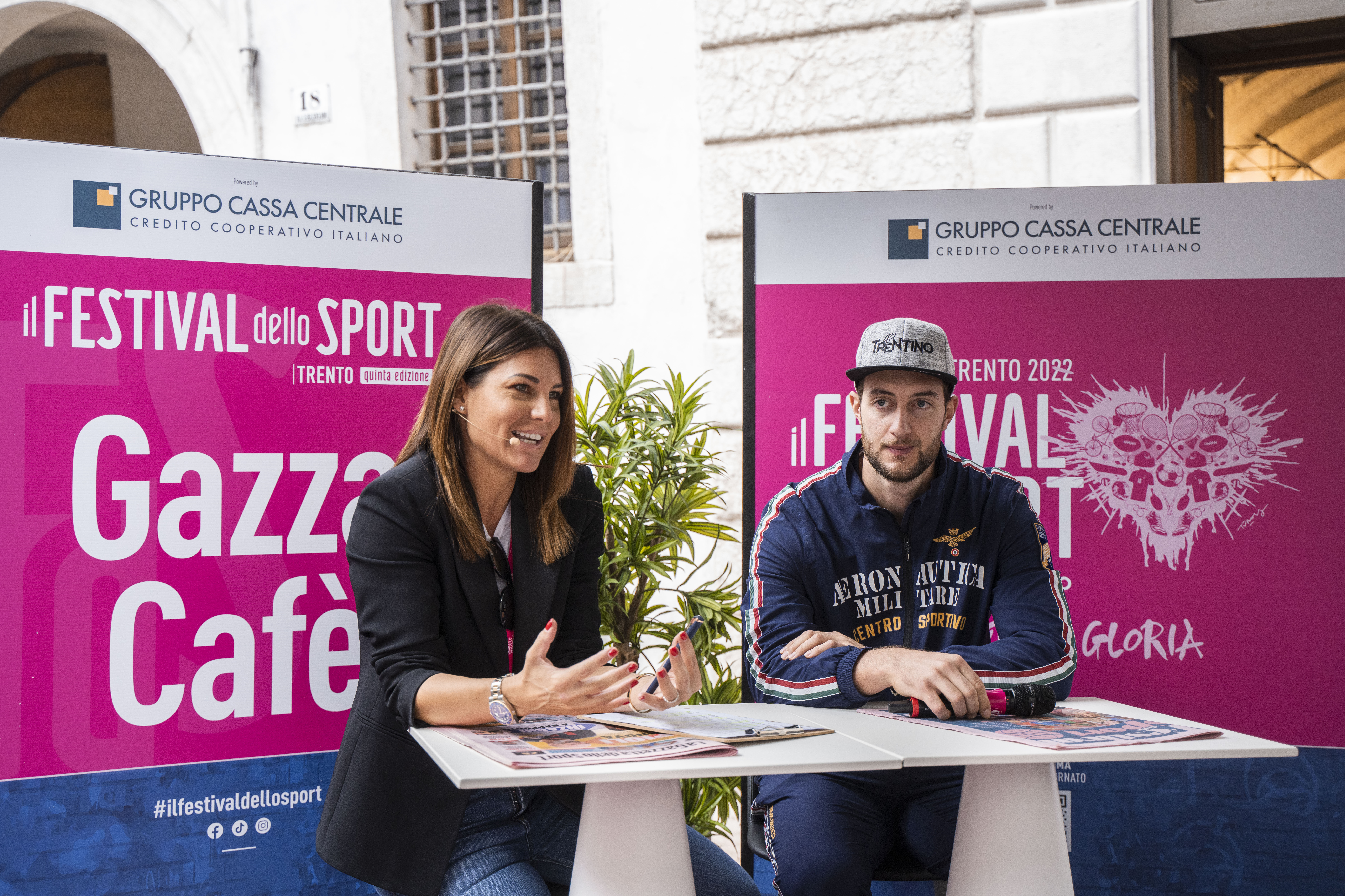 Festival dello Sport 2022: al format Gazza Cafè in via Belenzani (Barbara Pedrotti giornalista sportiva, Amos Mosaner campione olimpico di curling)