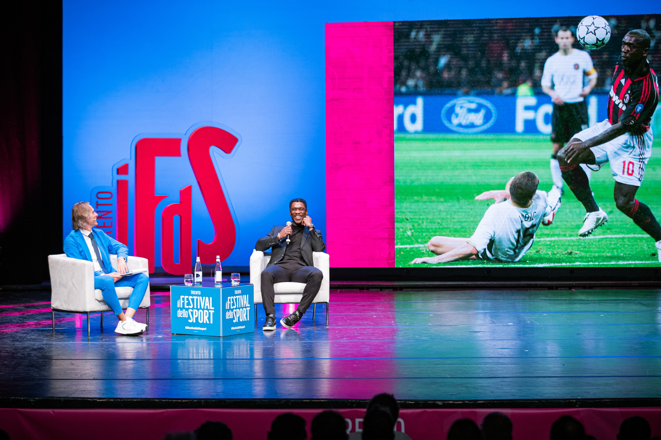 CLARENCE SEEDORF, IL MIO CALCIO LIBERO  Nella foto: Giovanni Battista OLIVERO, Clarence SEEDORF   Festival dello Sport Teatro Sociale Trento, 24 settembre 2022