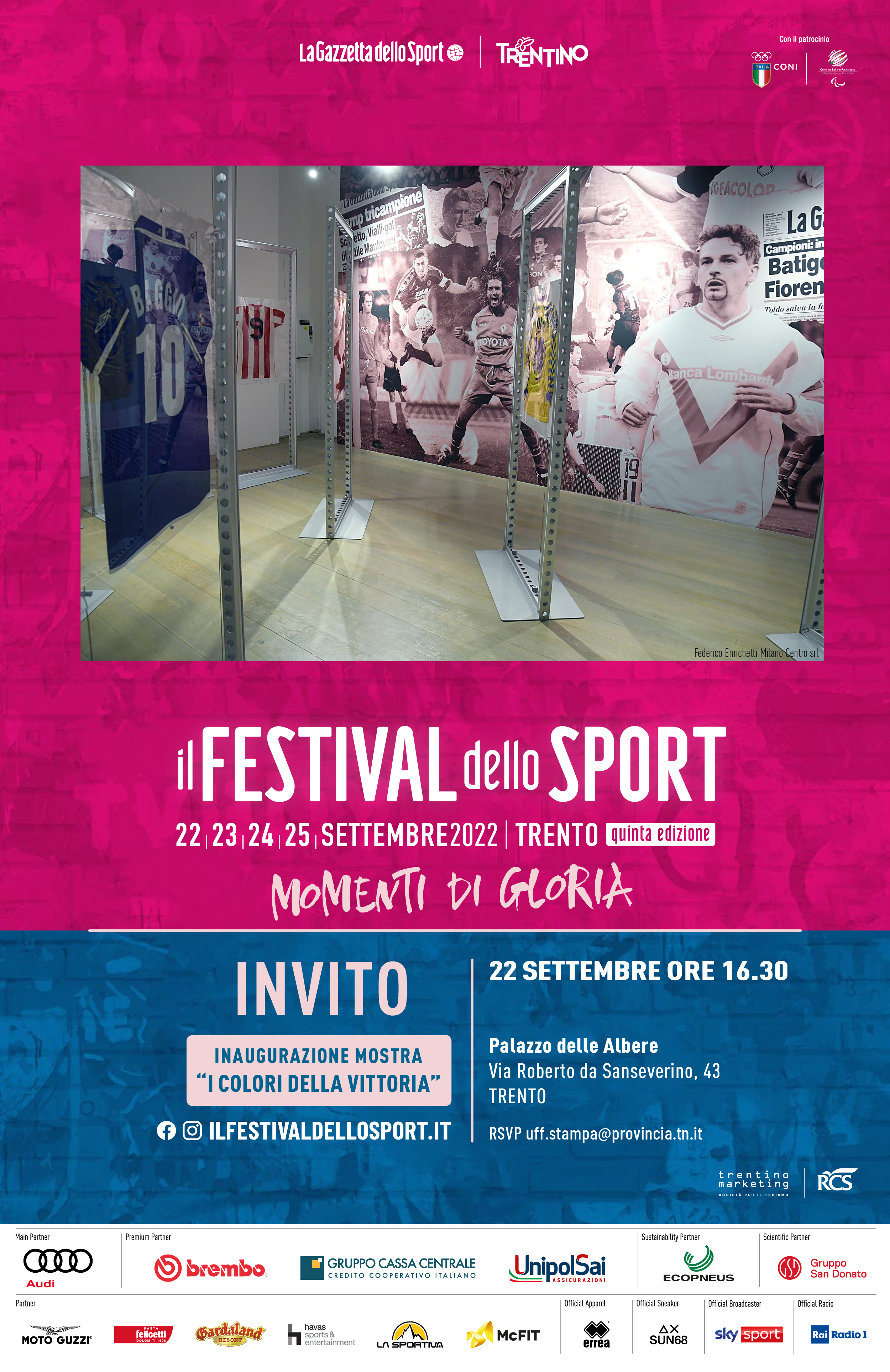 Locandina ”Il Festival dello Sport “(inaugurazione mostra “i colori della vittoria”)