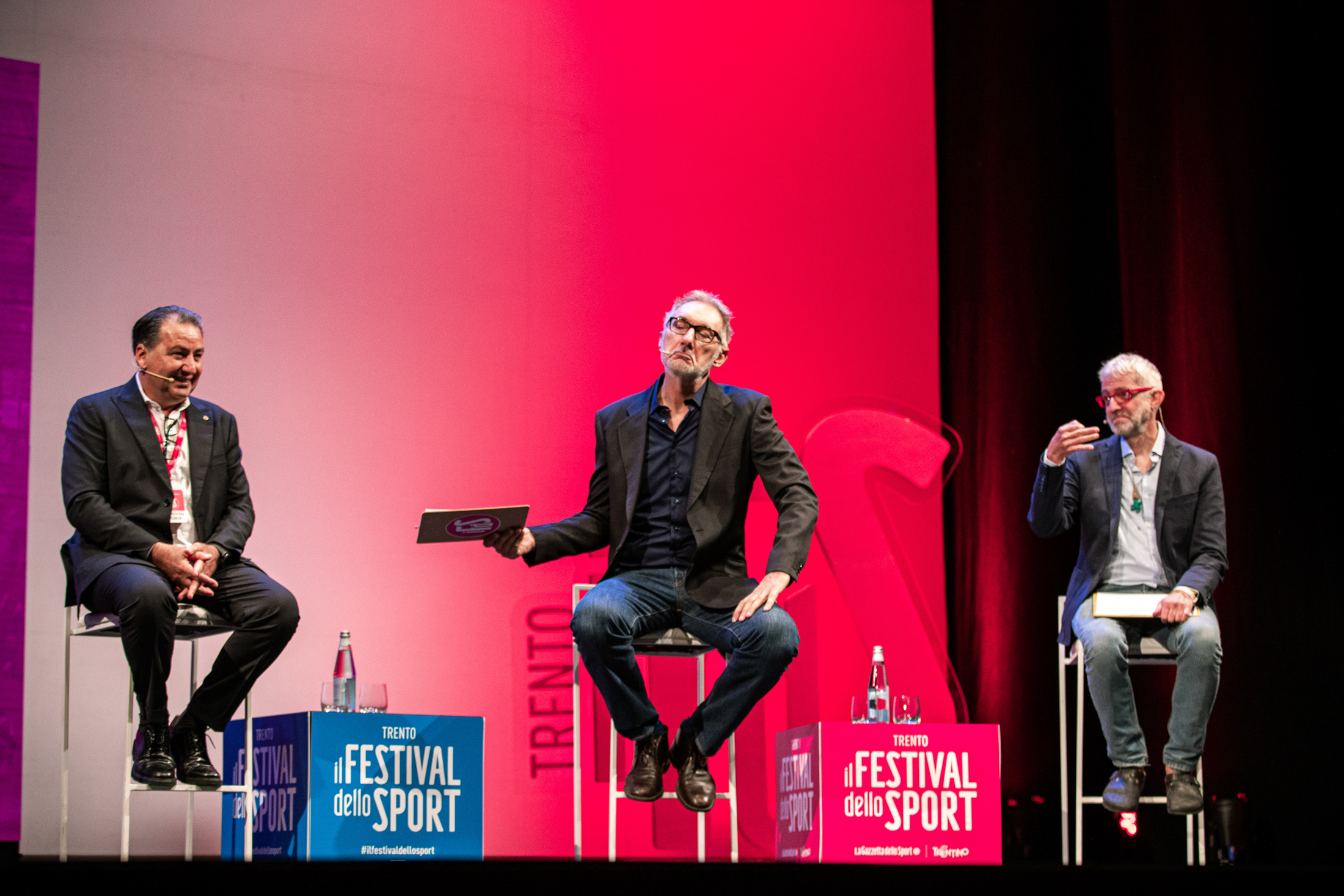 VOLLEY MONDIALE, I CAMPIONI SIAMO NOI Nella foto: il ct Ferdiando DE GIORGI, Andrea ZORZI, Gian Luca PASINI Festival dello Sport Auditorium Santa Chiara Trento, 23 settembre 2022