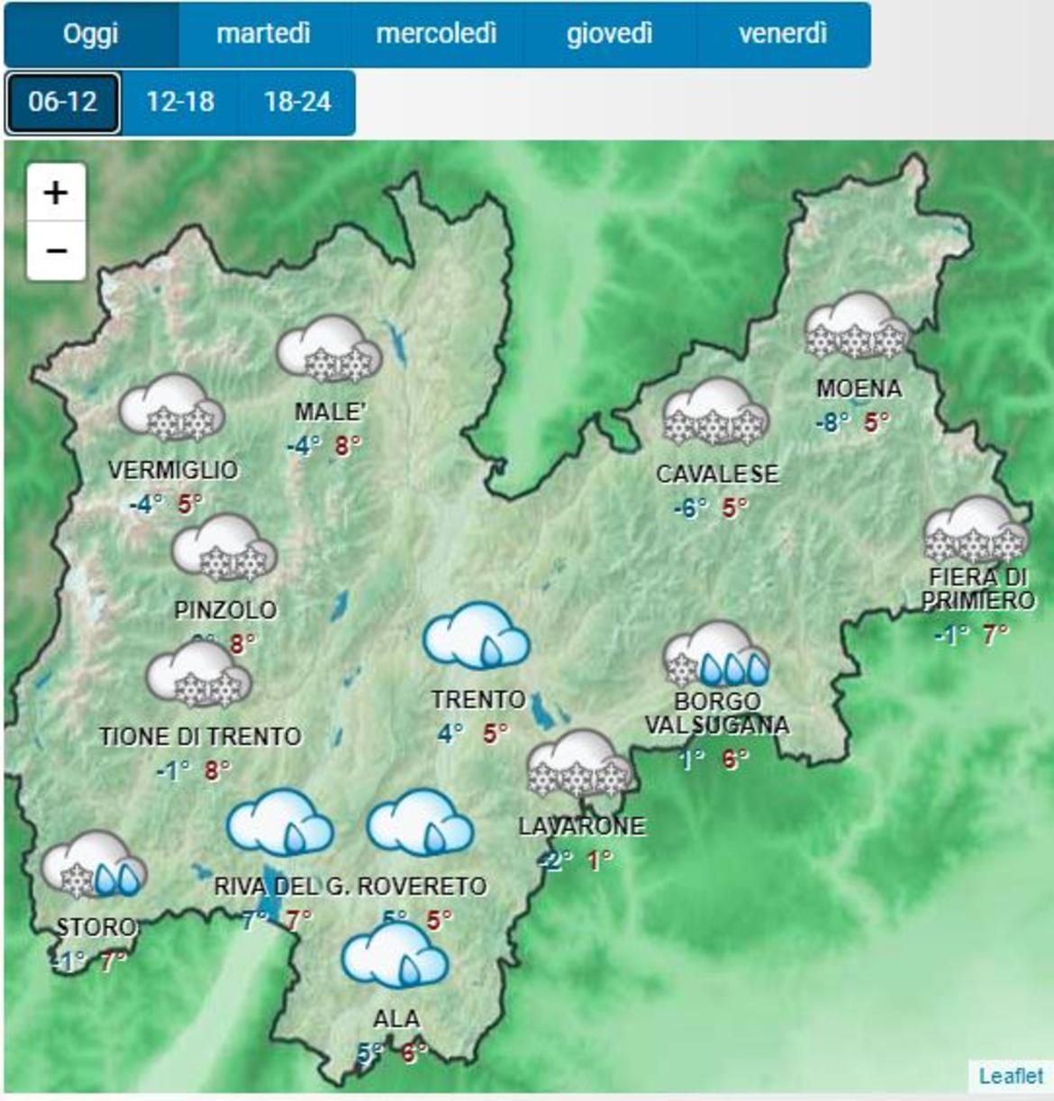 Meteo, si confermano le previsioni neve oltre i 700 metri e localmente