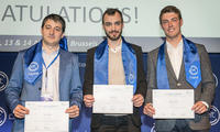 Gli studenti dell'EIT Doctoral School che hanno ricevuto il Dottorato : Radu Tudoran, Wilfried Dron, Roman Chirikov.